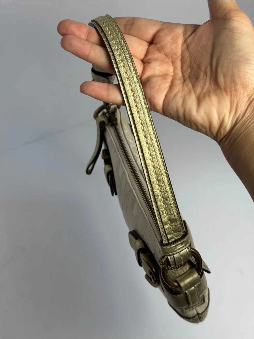 Coach Y2K Pale Signature Canvas/Gold Trim Demi Shoulder Bag
